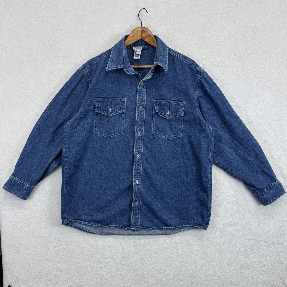 TWU COPE AFL CIO Denim Shirt‎ Mens XL Blue Union Made USA Embroidered Back